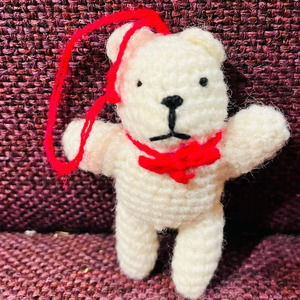 Vintage Christmas tiny bear ornament